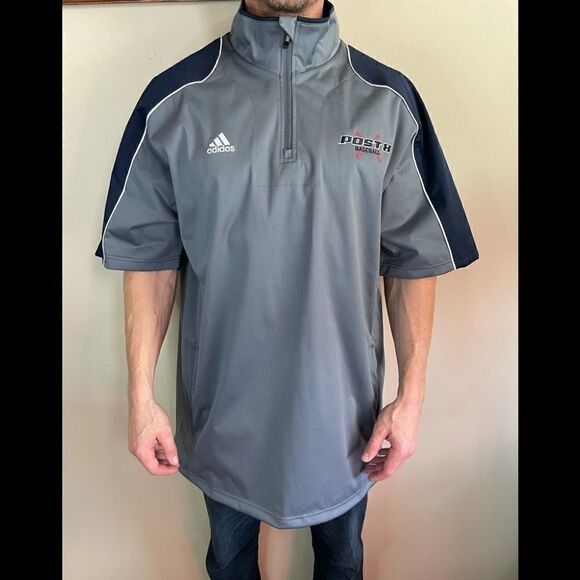 Adidas Men’s Gray & Blue Short Sleeve “Post 8 Baseball” Athletic Top (Size: XL) - Picture 3 of 11